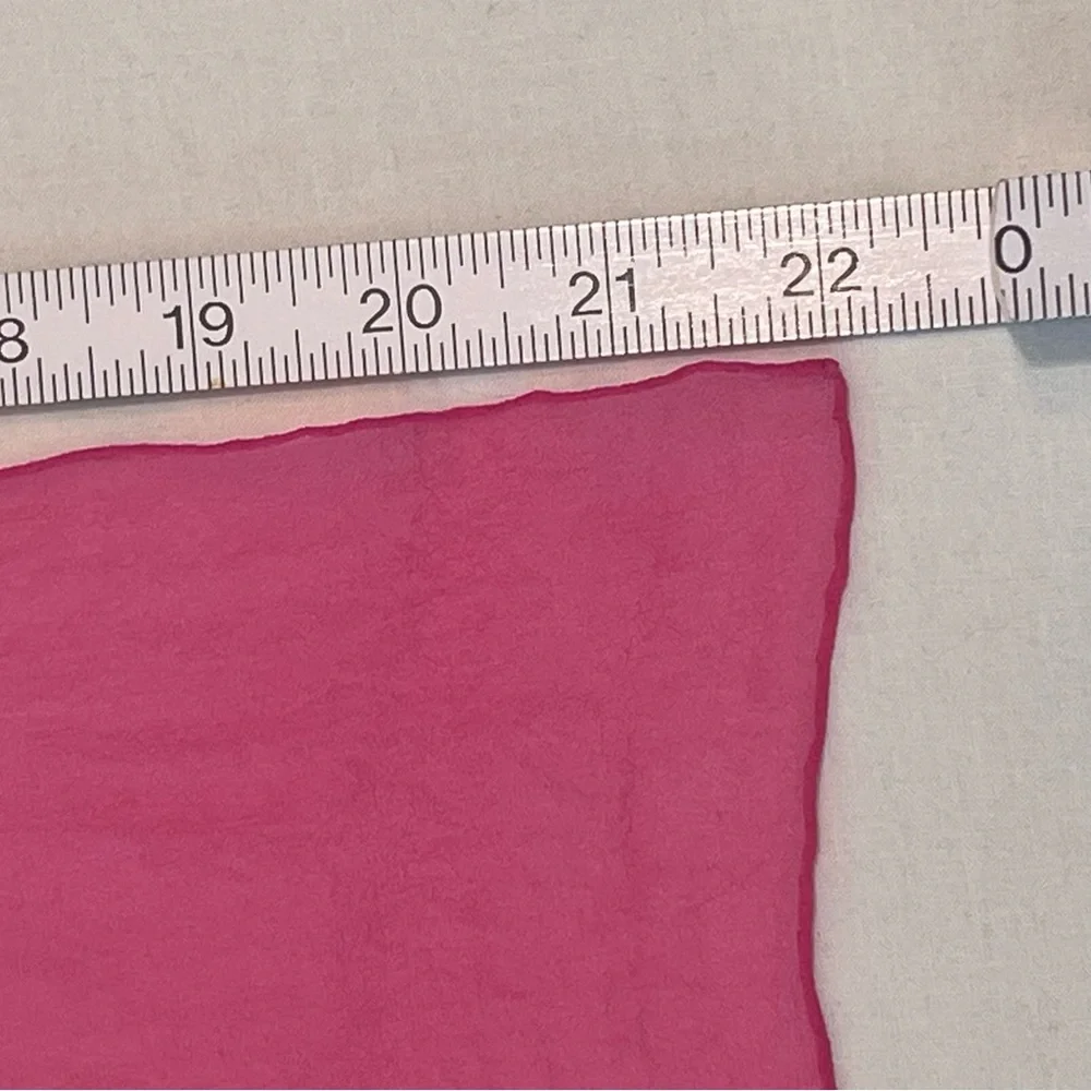 Vera Neumann Vintage Solid Barbie Pink Silk Hand Rolled Square 21x22 Scarf Japan